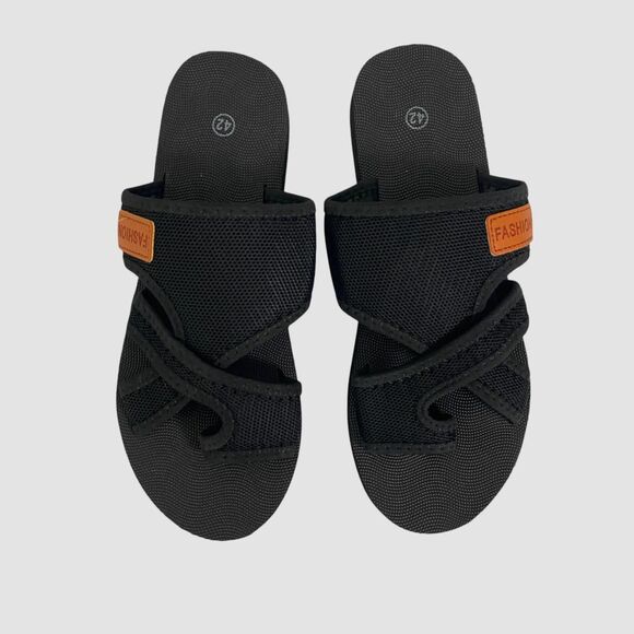 Black Mesh Fabric Strap Sport Athletic Sandals / Flip Flops EU 42 US 11.5 - Picture 1 of 6